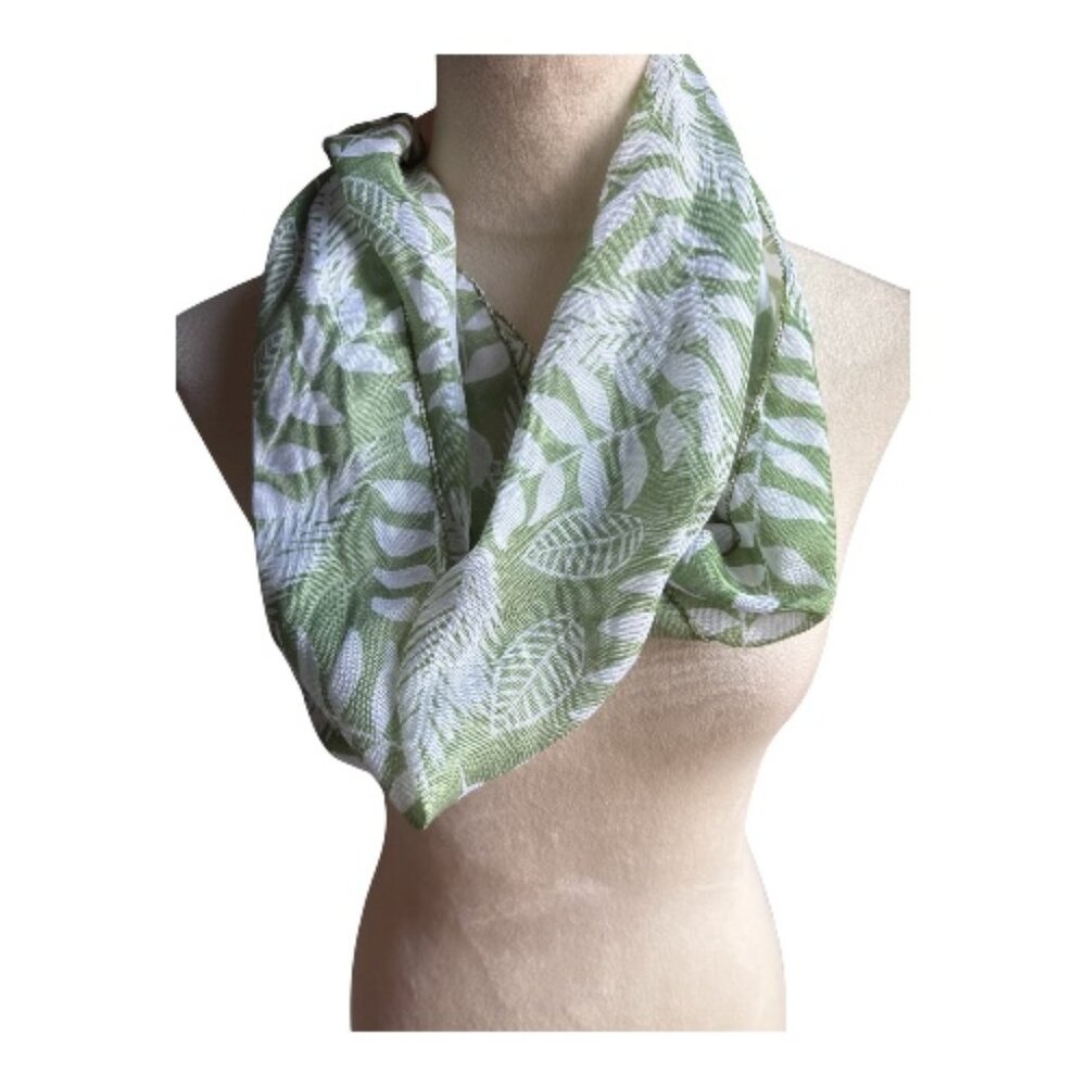 Juncture Green Leaf Print Infinity Scarf - Lightweight & Stylish (2391)